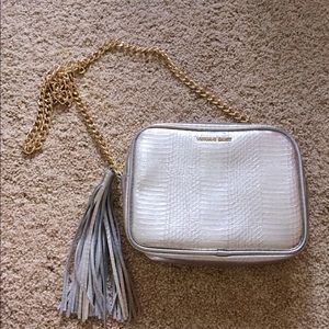 silver victorias secret purse w/ chain crossbody